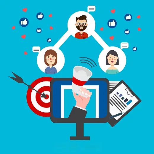 Team collaborating around a table with various devices